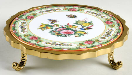 Famille Rose Trivet-Round/Metal Frame