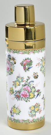 Famille Rose Metal Cocktail Shaker & Lid