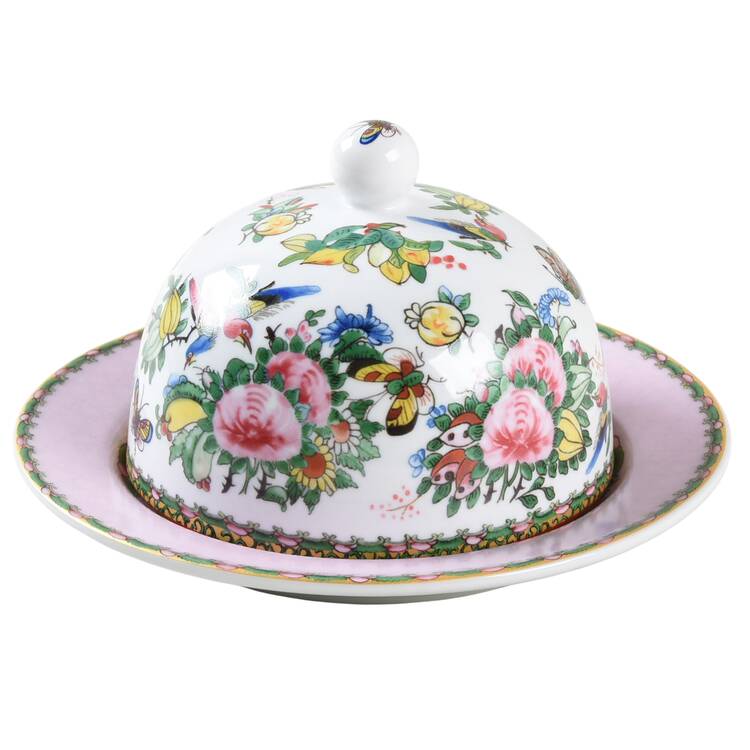 Famille Rose Round Covered Butter