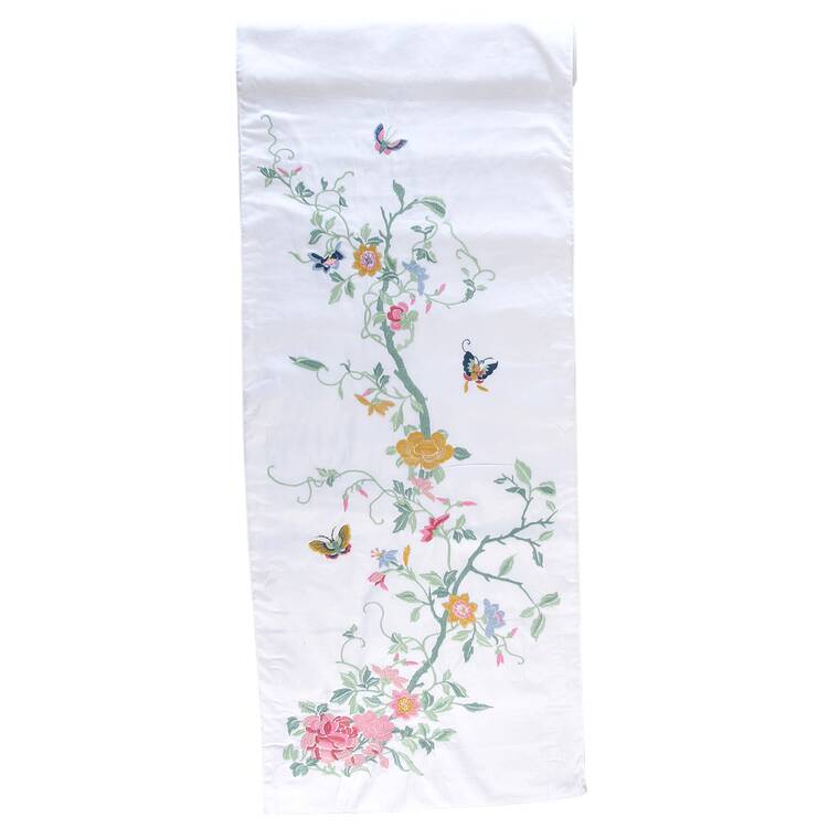 Famille Rose 16" x 108" Embroidered Table Runner