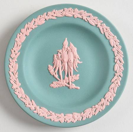 Pink on Spruce Green Jasperware by Wedgwood