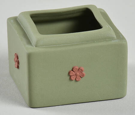 Terra cotta on Celadon Green Jasperware Miniature Square Box No Lid