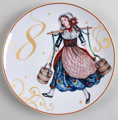12 Days of Christmas (Scrolls and Stars) Salad/Dessert Plate