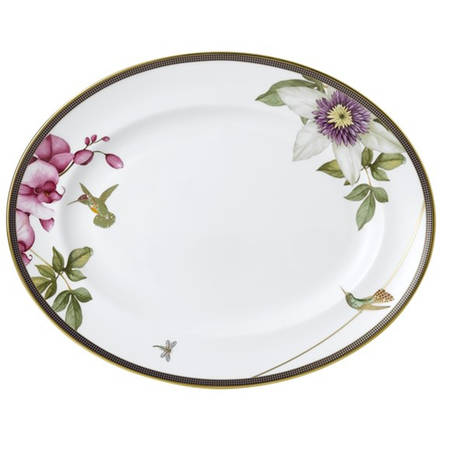 Hummingbird White 13" Oval Serving Platter