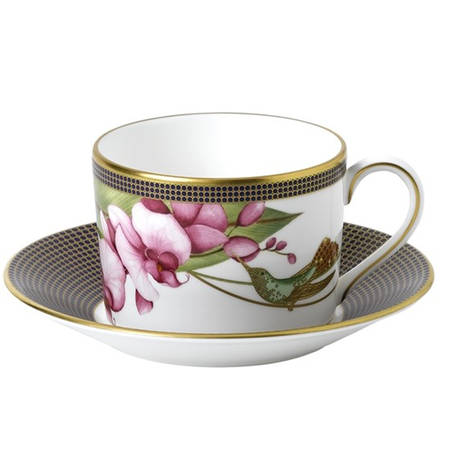 Hummingbird White Flat Cup & Saucer Set