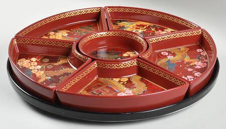 Lunar (7 Piece) Lazy Susan (5 Motif Sides, 1 Center, 1 Round Tray)