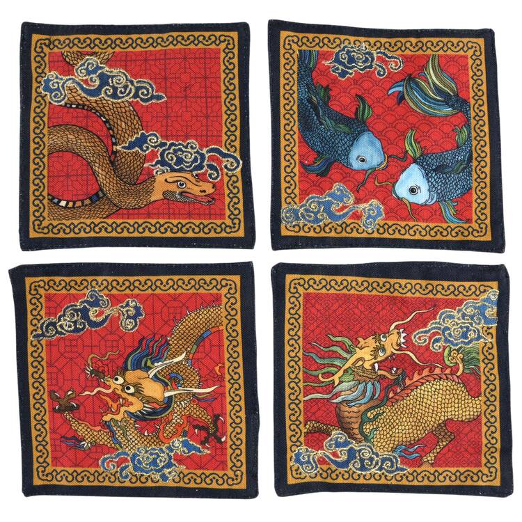 Lunar Cloth Cocktail Napkin - Set of 4 (Motif 1 & 2)