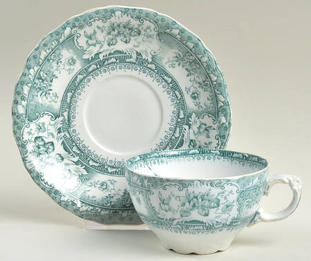 Phoebe Green Flat Cup & Saucer Set