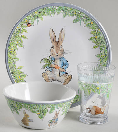 Peter Rabbit (3 Pc)Melamine Child's Set(Plate,Bowl,Plastic Cup)