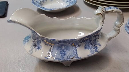 Raleigh Blue Gold Accent Gravy Boat