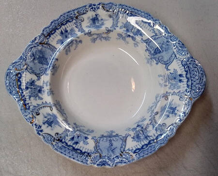 Raleigh Blue Gold Accent Round Butter No Lid