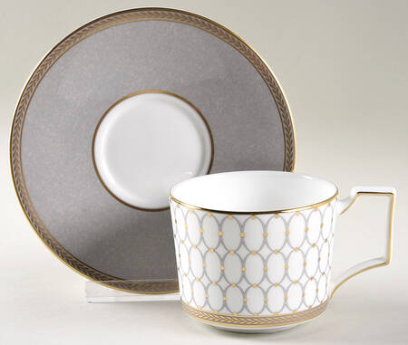 Renaissance Grey Flat Cup & Saucer Set