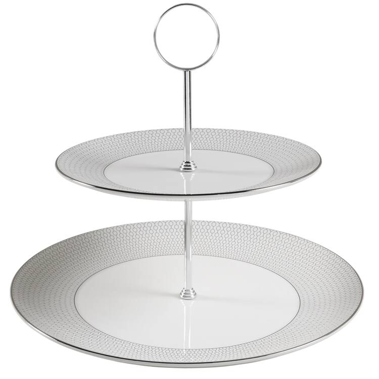 Gio Platinum 2 Tiered Serving Tray (Dinner & Salad Plate)