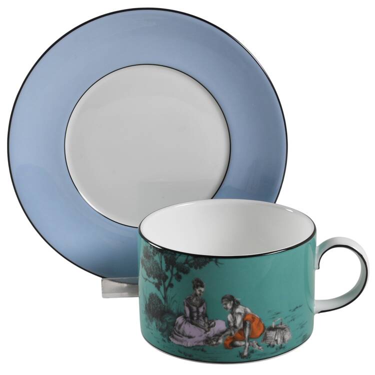 Sheila Bridges Flat Cup & Saucer Set