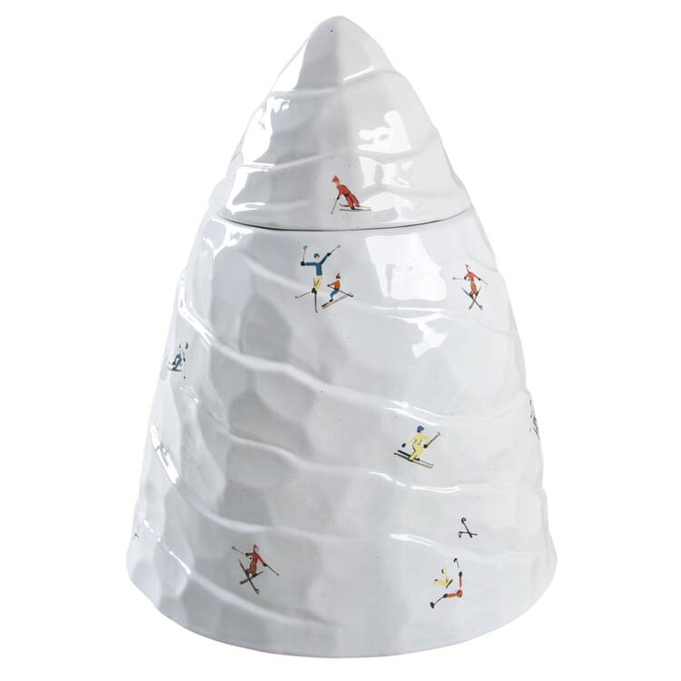 Holiday Skier Figural Cookie Jar & Lid