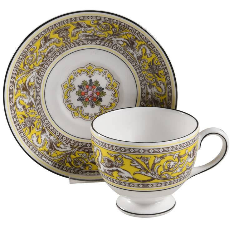 Florentine Citron Footed Cup & Saucer Set