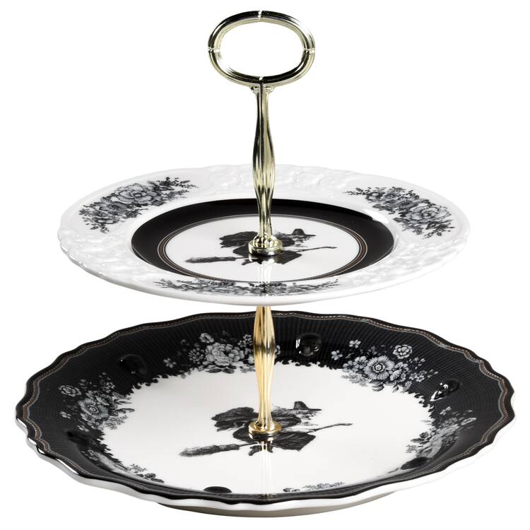 Spooky Soiree 6 5/8"-10"  2 Tiered Serving Tray (Dp, Sp) HC
