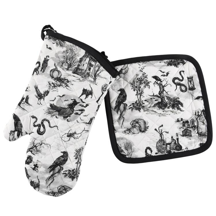 Spooky Soiree Cloth Oven Mitt and Potholder Set