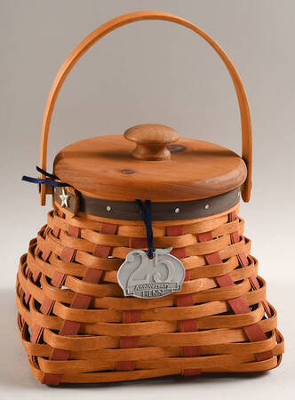 Baskets and Accessories 25th Anniversary Mini Amish Egg Gathering Basket w/ Lid & Tie-On Charm by Workshop Gerald Henn