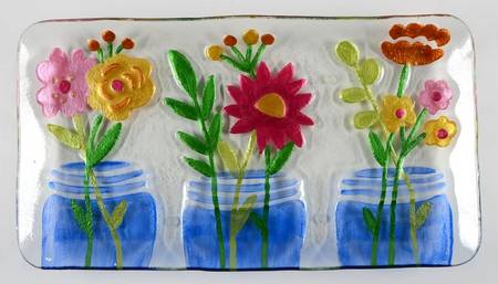 Giftware Q  Mason Jar / Flowers Platter