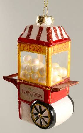 Giftware Q  Popcorn Machine Glass Ornament