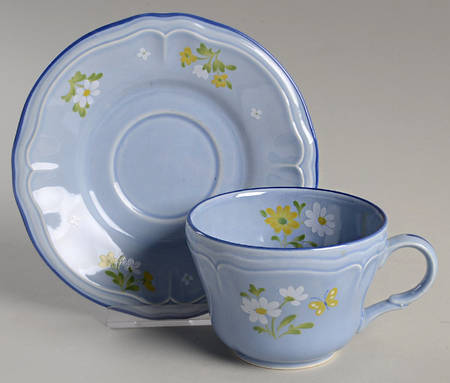 Auberge Blue Flat Cup & Saucer Set