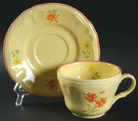 Auberge Yellow Flat Cup & Saucer Set