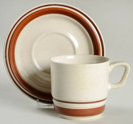 Chateau Sienna Brown Flat Cup & Saucer Set