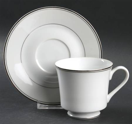 Crown Platino Footed Cup & Saucer Set