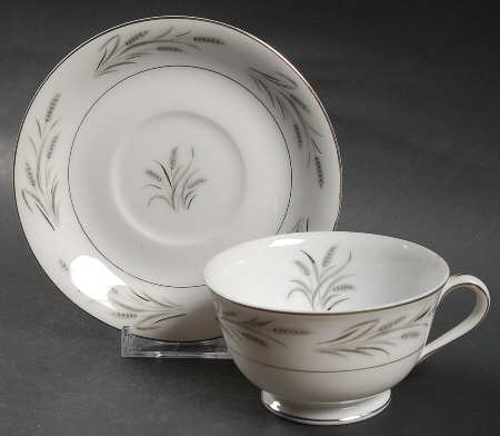 Platinum Wheat Footed Cup & Saucer Set