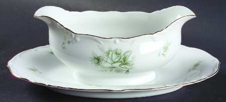 Jade Rose Gravy Boat with Attached Underplate