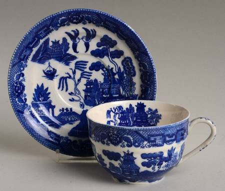 Blue Willow (Japan) Flat Cup & Saucer Set