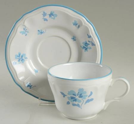 Queensbury Blue Flat Cup & Saucer Set