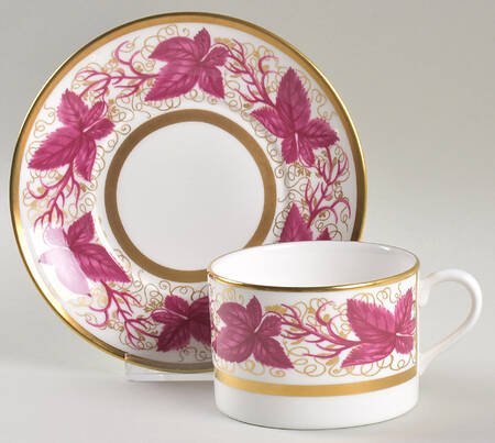 Hampton Court Burgundy Flat Cup & Saucer Set