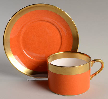 Avington Orange Flat Cup & Saucer Set
