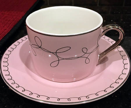 Pretty in Pink (Gold Trim) Flat Cup & Saucer Set