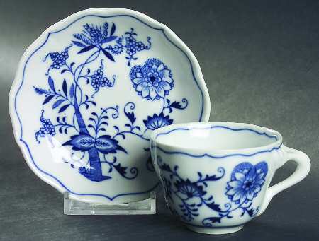 Blue Onion Flat Demitasse Cup & Saucer Set