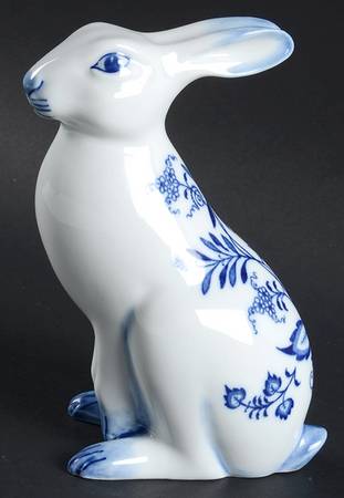 Blue Onion Rabbit Figurine