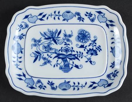 Blue Onion Rectangular Butter No Lid by Zwiebelmuster