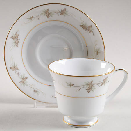 Autumn Gold Footed Cup & Saucer Set