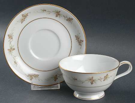Autumn Gold Footed Cup & Saucer Set