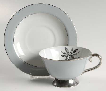 Silver Wheat Footed Cup & Saucer Set