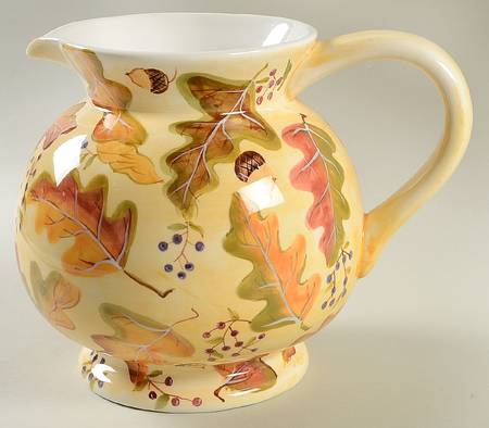 Harvest Leaves Acorns 96 Oz Pitcher