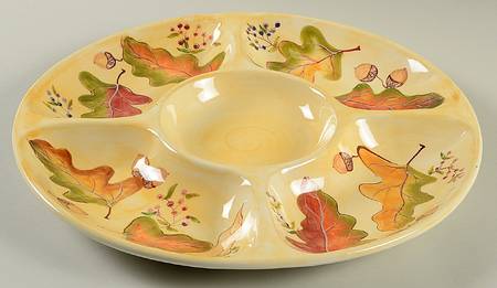 Harvest Leaves Acorns 1 Piece Chip & Dip