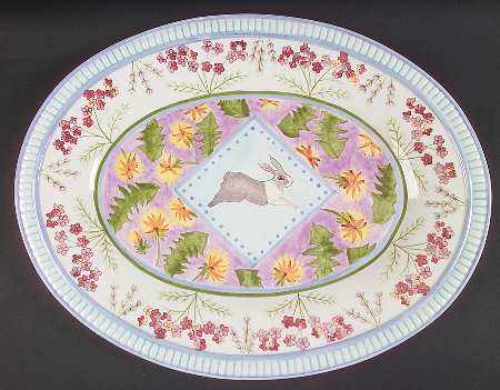Meadow Bunny 18" Oval Serving Platter