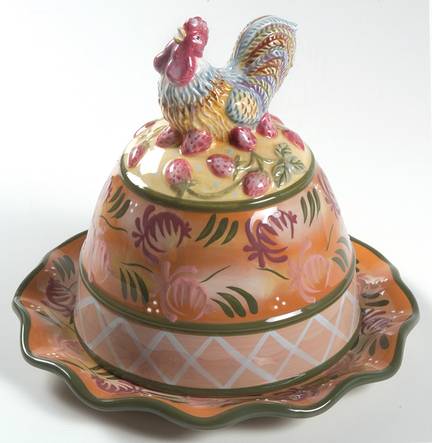 Chanticleer Round Cheese Dish & Lid