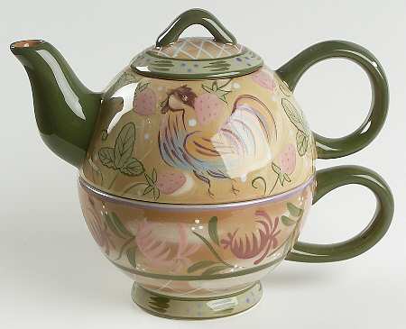 Chanticleer Individual Teapot & Lid with Cup
