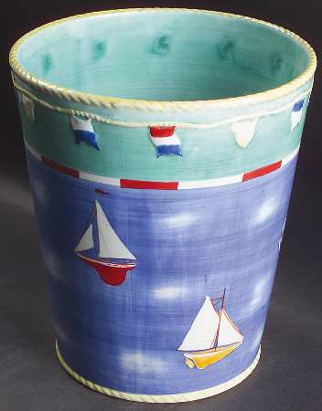 Maritime Collection China Waste Basket