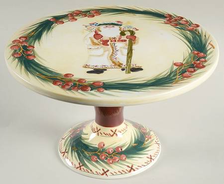 Vintage Santas 11" Diameter Pedestal Cake Stand