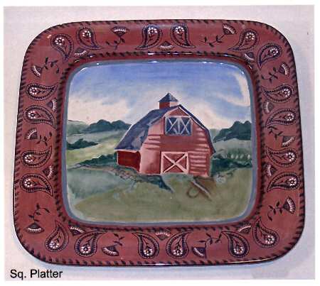Barnyards & Bandanas 16" Square Serving Platter